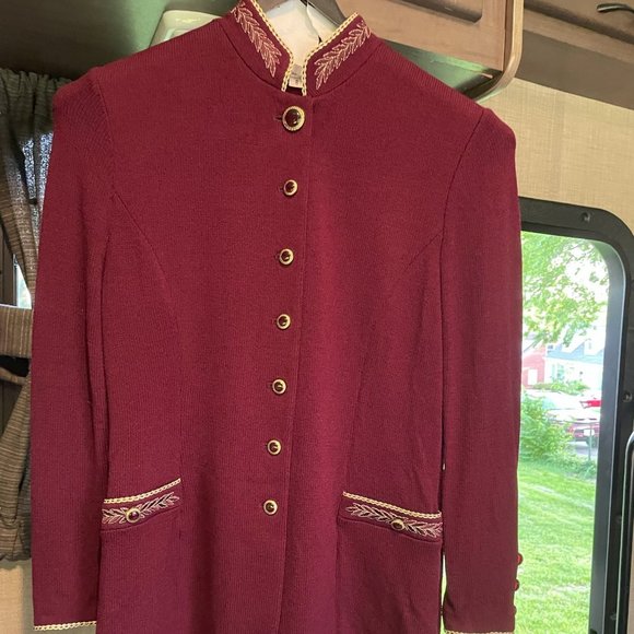 St. John Jackets & Blazers - Burgundy St John Blazer/Jacket with Gold Trim